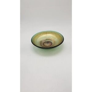 Vintage Carnival Glass Bowl, Stippled Ray Green Gold, Imperial Glass? Northwood?